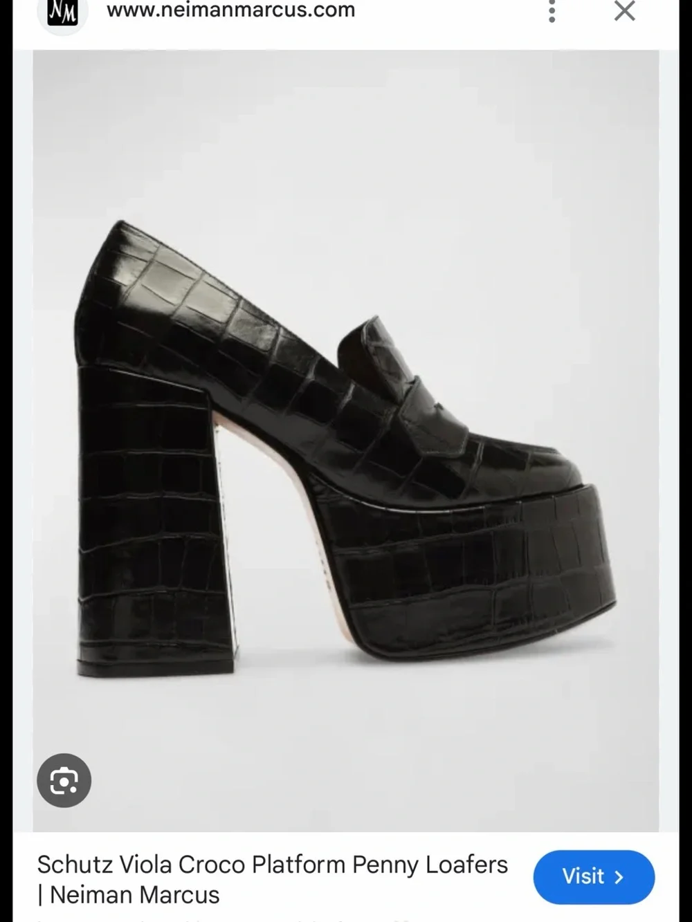 SCHUTZ Croc-Embossed Platform Penny Loafers in Black